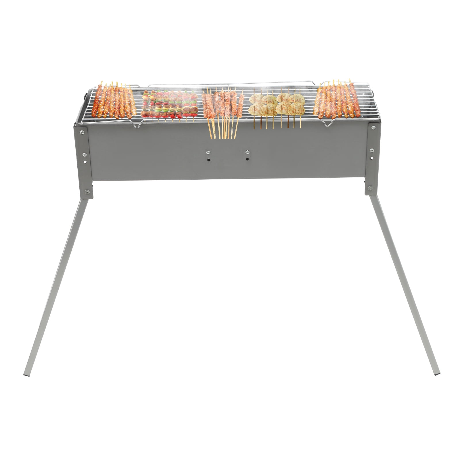 Folding Camping Grill Charcoal Barbecue ,Portable BBQ Grill with Charcoal Plate, Heavy Duty Zinc Alloy Grill for Picnics, Travel, Parties