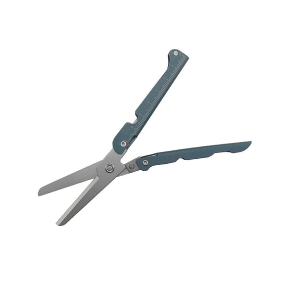 Folding Camping Scissors Portable Outdoor Multi Tool Durable Stainless Steel Small Pocket Shears Utility for Hiking Backpacking Picnic Deep Blue Gray Blue 1 Pack