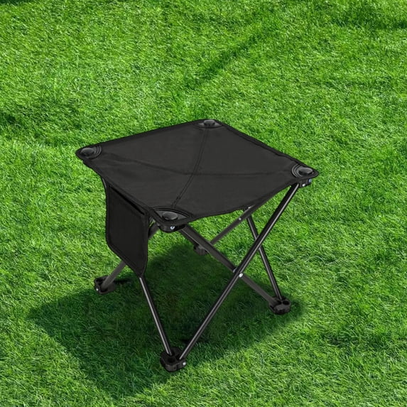 Folding Camping Seat Portable Outdoor Ottoman Light Compact Camp Seat for Travel Hiking Angling Beach Picnic with Side Pocket