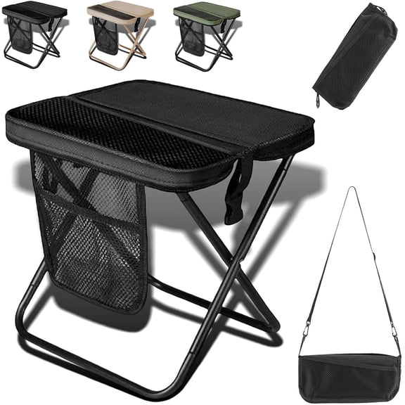 Folding Camping Stool with 280lb Capacity Steel Frame, Portable Outdoor Seat for Fishing