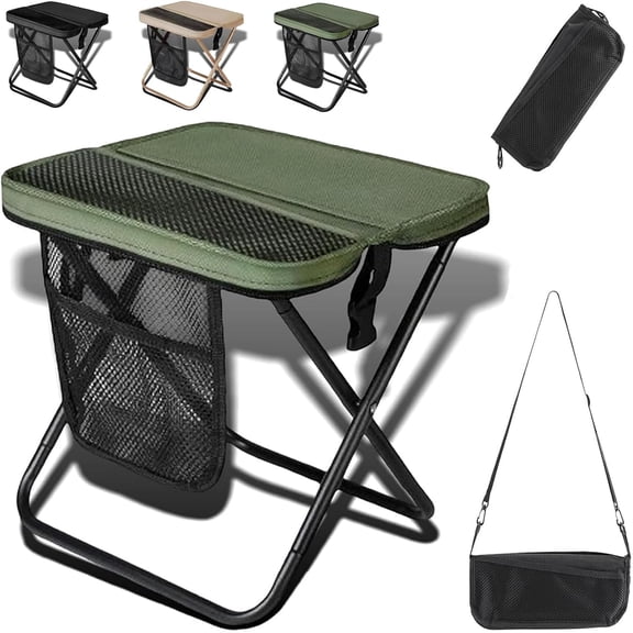 Folding Camping Stool with 280lb Capacity Steel Frame, Portable Outdoor Seat for Fishing