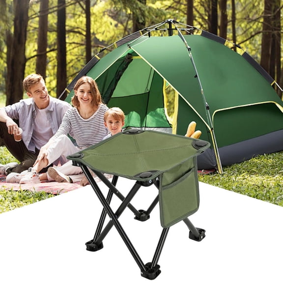 Folding Camping Stools | Oxford Fabric Lightweight Seats for Fishing | Quick Setup Camping Chair With Side Pockets With Anti-Slip Base for Beach Walking Gardening BBQ
