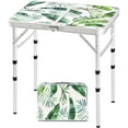 thumbnail image 1 of Folding Camping Table 2ft Portable Pinic Table Adjustable Height Small Card Table Aluminum Foldable Lightweight with Carry Handle for Outdoor Indoor Hiking Camp BBQ Beach (Monstera Palm Leaves), 1 of 12