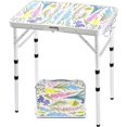 thumbnail image 1 of Folding Camping Table 2ft Portable Pinic Table Adjustable Height Small Card Table Aluminum Foldable Lightweight with Carry Handle for Outdoor Indoor Hiking Camp BBQ Beach (Blooming Floral), 1 of 6