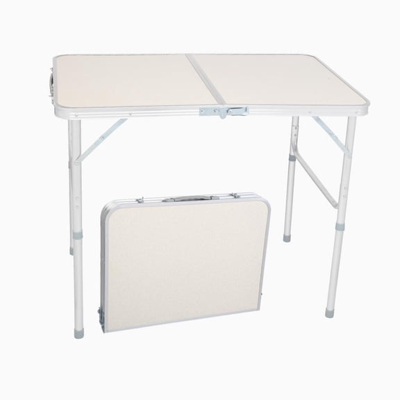 Favory Folding Camping Table 3ft Portable Picnic Table Adjustable Height Small Card Table Aluminum Foldable Lightweight with Carry Handle for Outdoor Indoor Hiking Camp BBQ Beach
