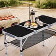 thumbnail image 1 of Folding Camping Table, 3ft Portable Pinic Table with 3 Adjustable Height, Small Aluminum Foldable Lightweight Patio Side Table with Carry Handle for Outdoor Indoor Hiking Camp BBQ Beach, 1 of 12