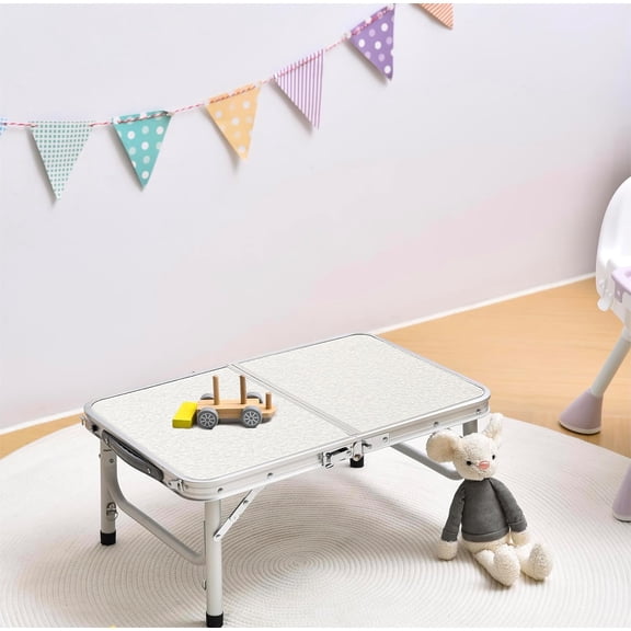 Folding Camping Table with Adjustable Height, 23.6" x 15.8" Portable Lightweight Tables with Aluminum Legs for Outdoor Camp, Picnic, Beach, Backyard, Tailgate Cooking, 3 Heights