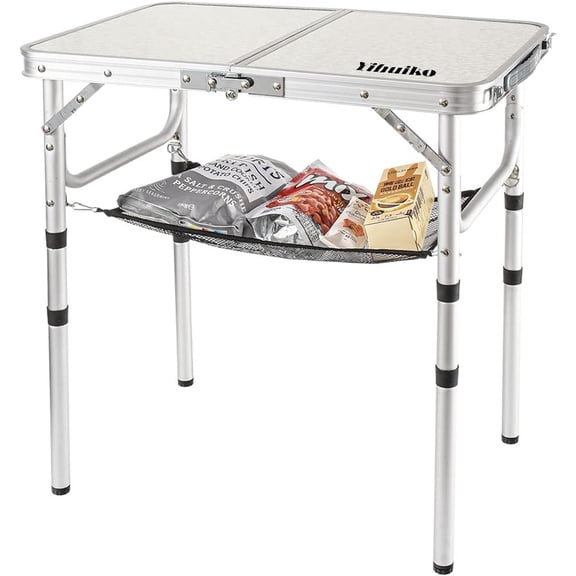 Folding Camping Table with Adjustable Height, 23.6" x 15.8" Portable Lightweight Tables with Aluminum Legs for Outdoor Camp, Picnic, Beach, Backyard, Tailgate Cooking, 3 Heights