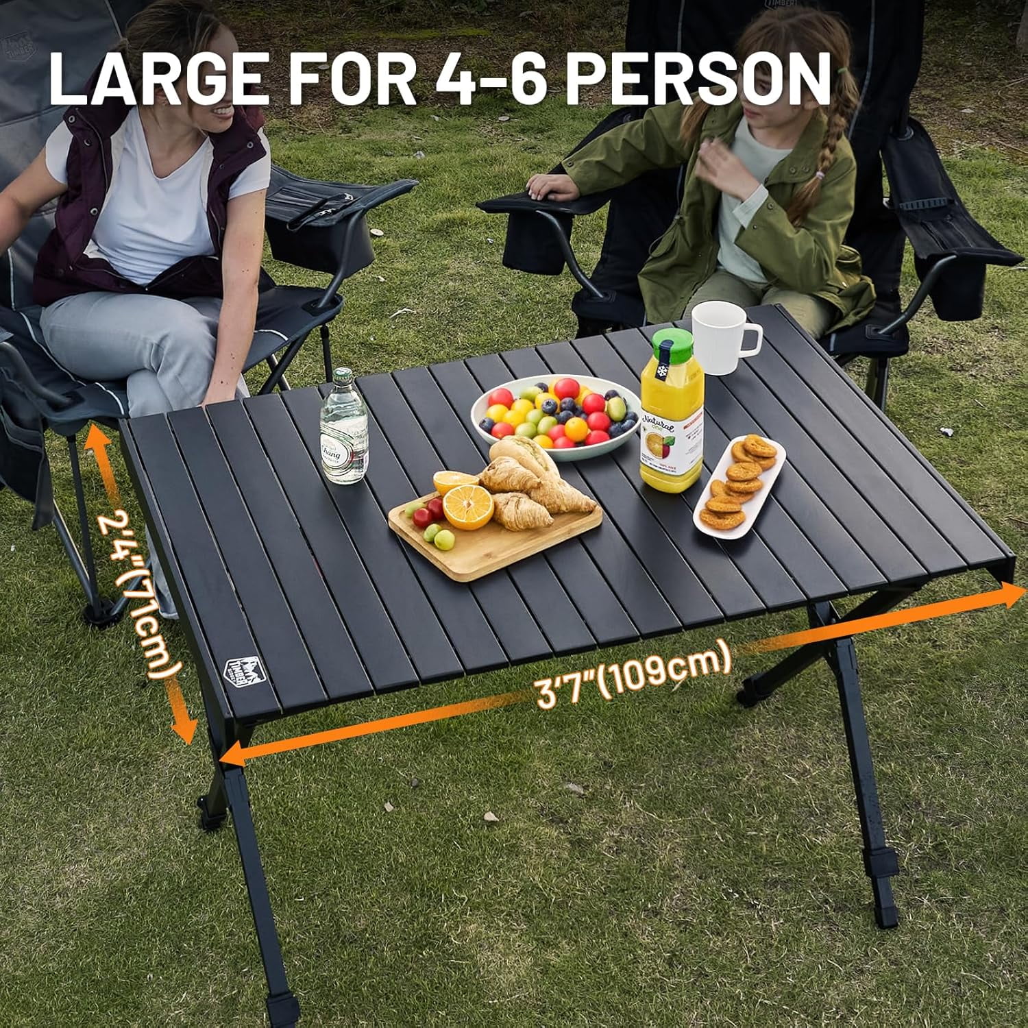 Folding Camping Table Adjustable Height, 4-6 Person Lightweight ...