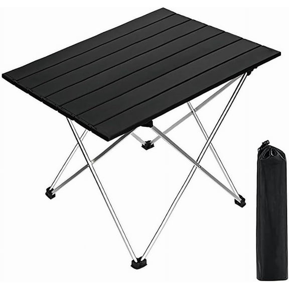 Folding Camping Table Beach Table Portable Camp Side That Fold Up Lightweight, Tent Table Folding Camp Table, Fold Up Camping Tables with Carry Bag(M), Black