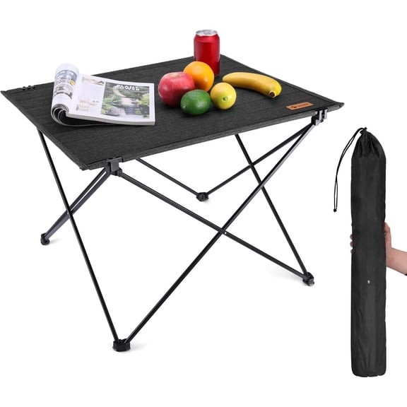 Folding Camping Table with Carry Bag, Portable Lightweight Beach Table with Oxford Fabric and Reinforced Panel for Outdoor, Camping, Picnic, Backyards, BBQ