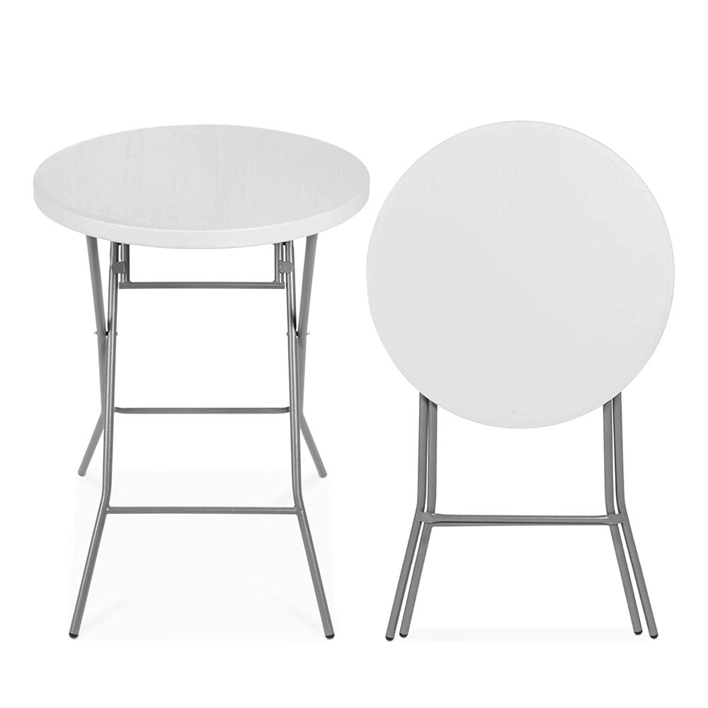 Essential Foldable Bar-Height Patio Table in Heavy-Duty White