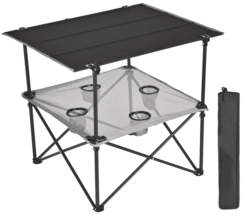Folding Camping Table- Collapsible Portable Beach Table with 4 Cup ...