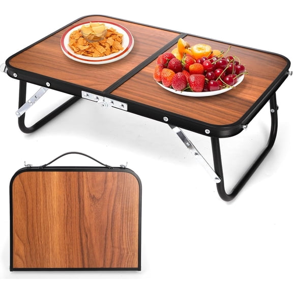 Folding Camping Table, Mini Portable Beach Table with Carry Handle, Ultralight Compact Picnic Dining Low Table for Grill, Indoor Outdoor, Garden, Patio, BBQ, Party