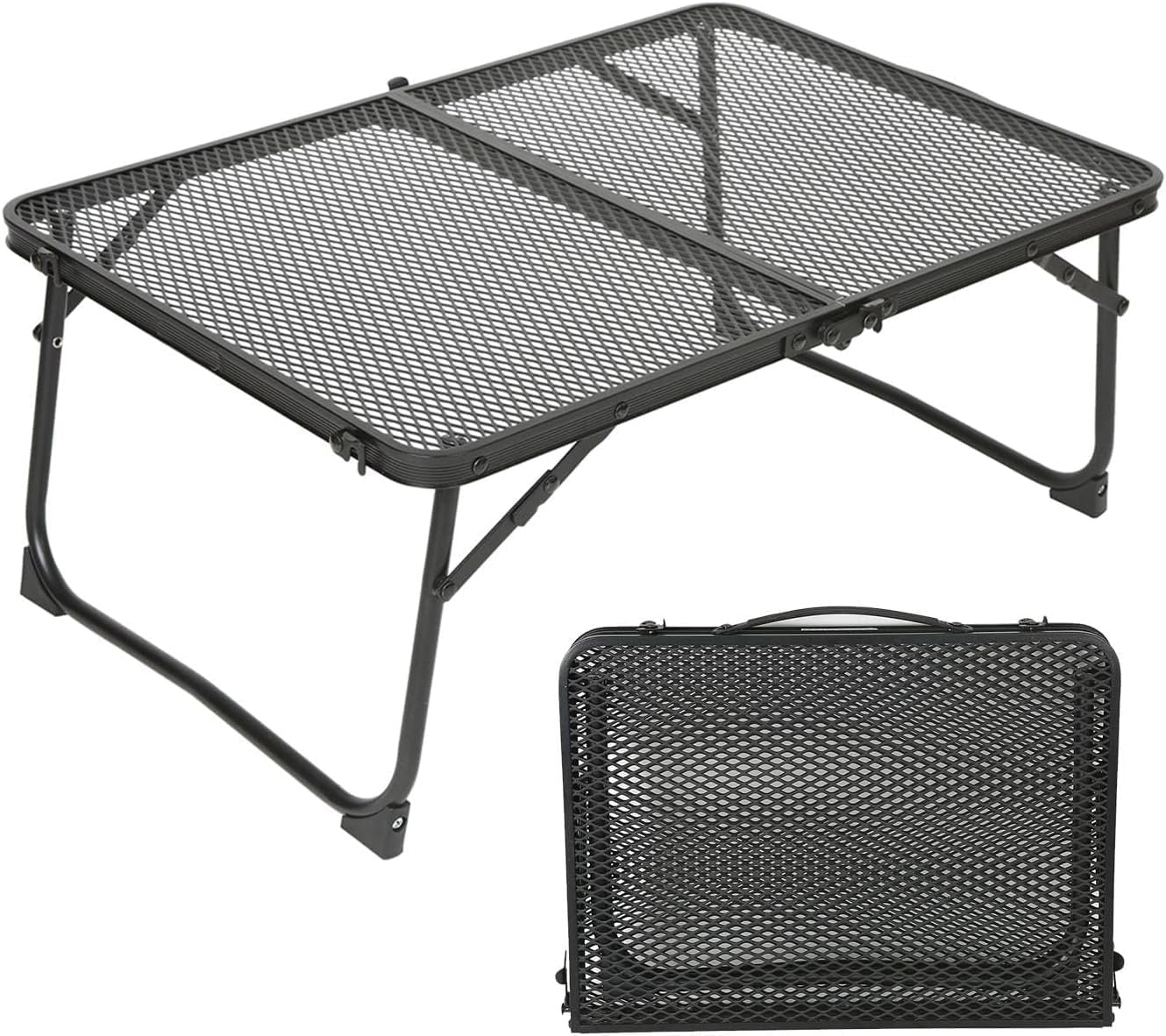 Folding Camping Table, Mini Portable Grill Picnic Table, 2ft Picnic Table 23.6" x 15.7", Lightweight with Carry Handle for Grill Picnic Beach Outdoor Indoor
