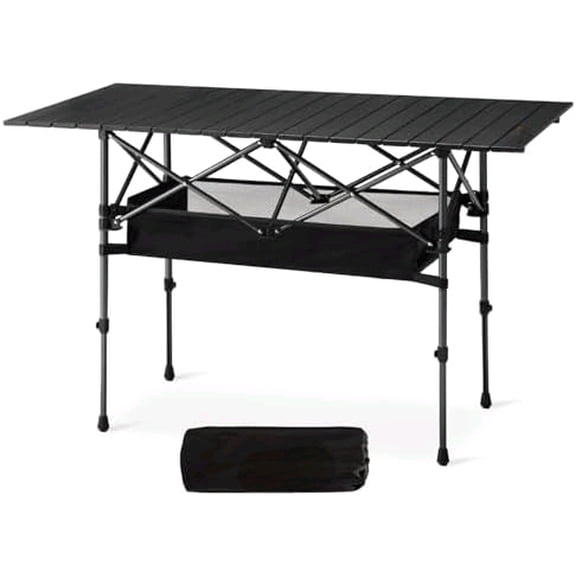 Folding Camping Table, Outdoor Portable Roll-Top Aluminum Table with Carry Bag for Picnic,Beach,BBQ,Backyards, Adjustable Height$$Sport & Recreation Other