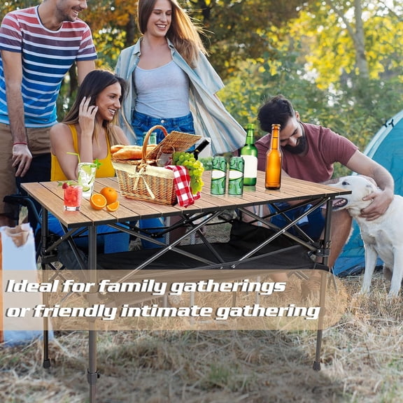 Folding Camping Table - Portable Lightweight with Carry Bag, Adjustable Height Aluminum Camp Table for Picnic Backyard BBQ  Indoor Outdoor