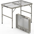 thumbnail image 1 of Folding Camping Table, Portable Picnic Table, 3x2 FT Lightweight Grill Table with Adjustable Height, Carry Handle, Metal Folding Table for Picnic Camping Cooking BBQ,Silver, 1 of 13