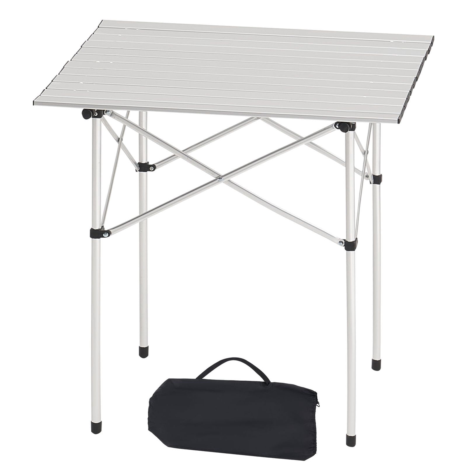 Folding Camping Table, Portable Roll Up Side Tables, Small Lightweight Aluminum Beach Table, Compact with Carry Bag, for Outdoor Cooking, Tailgating, Grilling, Picnic, Travel, Silver