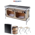 thumbnail image 1 of Portable Camping Table Set - Aluminum Kitchen Station w/ Storage, Adjustable Feet & Trash Can, brown, 1 of 7