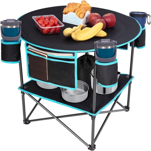 Folding Camping Table, Small Card Portable Table 2ft Foldable Lightweight Beach Table with Carry Handle for Camping Hiking Backpacking Outdoor Picnic