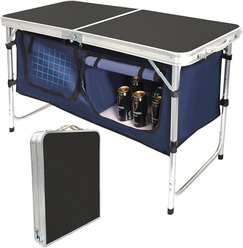 Folding Camping Table with Storage Compartment Aluminum Lightweight ...