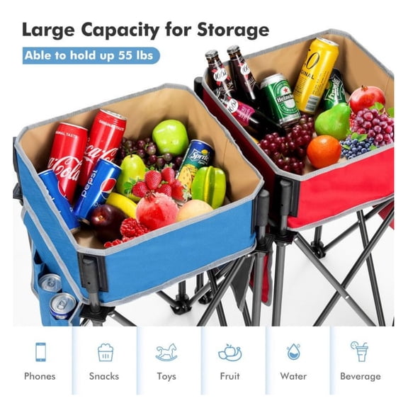 Folding Camping Tables with Sink (2 Pack), Portable Outdoor Picnic Table with Storage Bags, Heavy Duty Oxford Fabric, Steel Frame for Camping, Hiking, BBQ, Beach