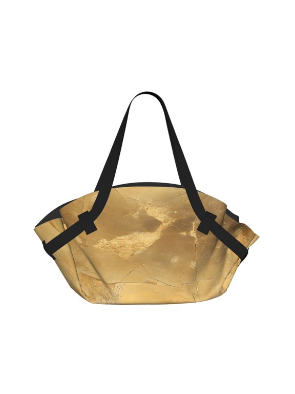 Folding Camping Tote Bag 37in Waterproof And Durable Can Be Folded Into A Tote Bag For Camping Trips And Daily Picnics Gold Marble_3