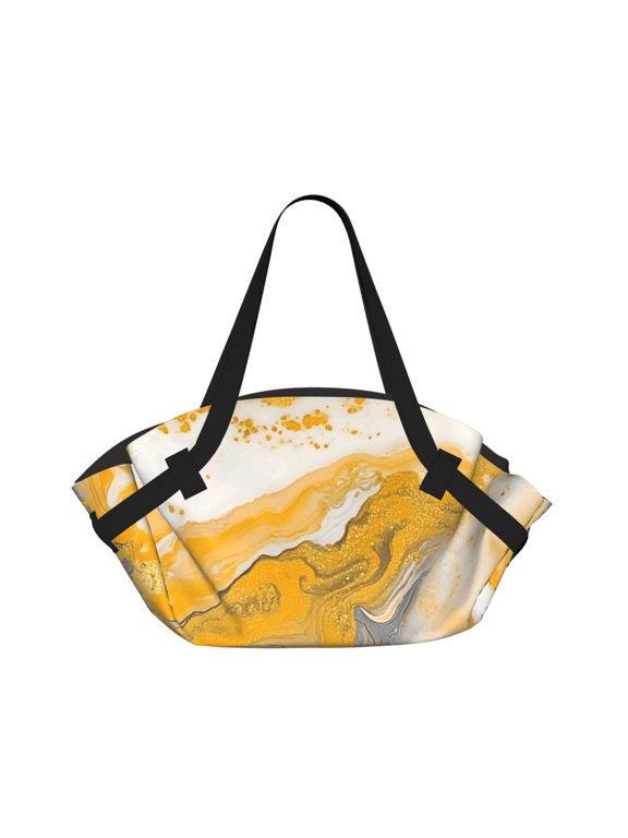 Folding Camping Tote Bag 37in Waterproof And Durable Can Be Folded Into A Tote Bag For Camping Trips And Daily Picnics Gold Marble_4