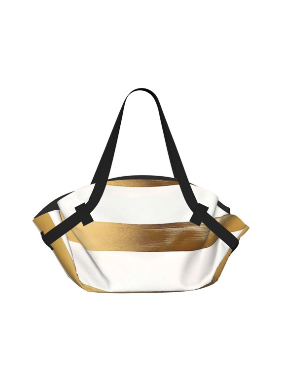 Folding Camping Tote Bag 37in Waterproof And Durable Can Be Folded Into A Tote Bag For Camping Trips And Daily Picnics Gold Stripe_3