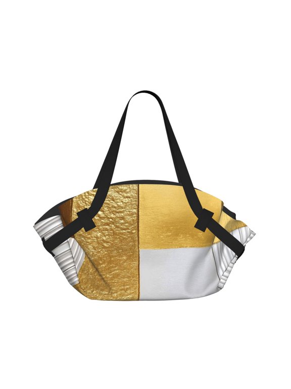 Folding Camping Tote Bag 37in Waterproof And Durable Can Be Folded Into A Tote Bag For Camping Trips And Daily Picnics Gold Stripe_4