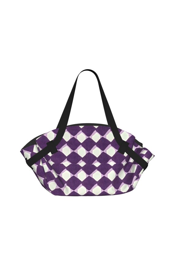 Folding Camping Tote Bag 37in Waterproof And Durable Can Be Folded Into A Tote Bag For Camping Trips And Daily Picnics Violet Retro Houndstooth_2