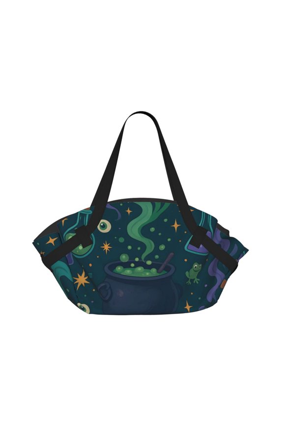 Folding Camping Tote Bag 37in Waterproof And Durable Can Be Folded Into A Tote Bag For Camping Trips And Daily Picnics Magical Potion Halloween Pattern