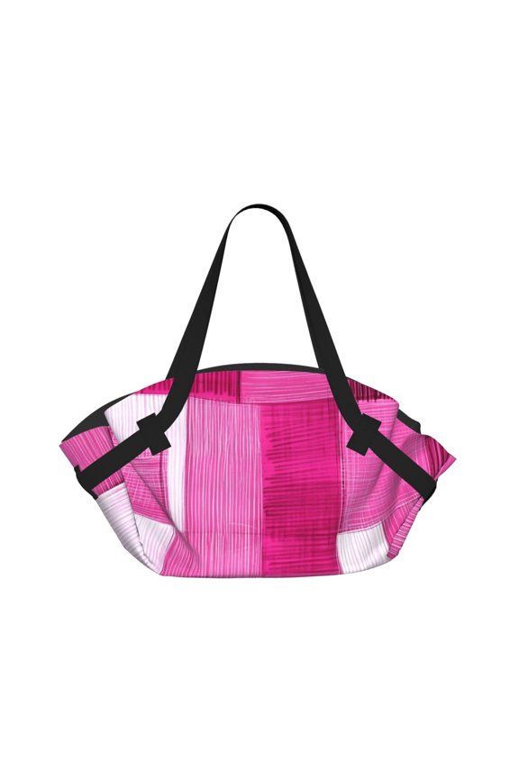 Folding Camping Tote Bag 37in Waterproof And Durable Can Be Folded Into A Tote Bag For Camping Trips And Daily Picnics Pink Abstract Houndstooth Hand-Drawn Sketch_1