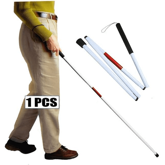 Folding Cane Blind Stick Walking White for 49 Inch (Pack of 1),