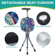 Folding Cane with Seat,Adjustable Walking Stick for Seniors,Lightweight Walking Cane with LED Light,Height Adjustment Cane Seat,Portable Cane Chair,Sturdy Crutches Stool,Supports up to 250 lbs
