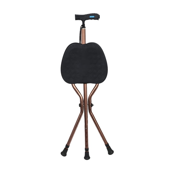 Folding Cane with Seat LED Light Portable Seat Aluminum Alloy Walking Stick 5 Height Adjustable 2-in-1 Crutch Stool Gift for Elderly