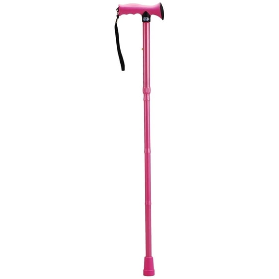 Folding Cane with Soft Rubber Handle in Pink (Latex Free)