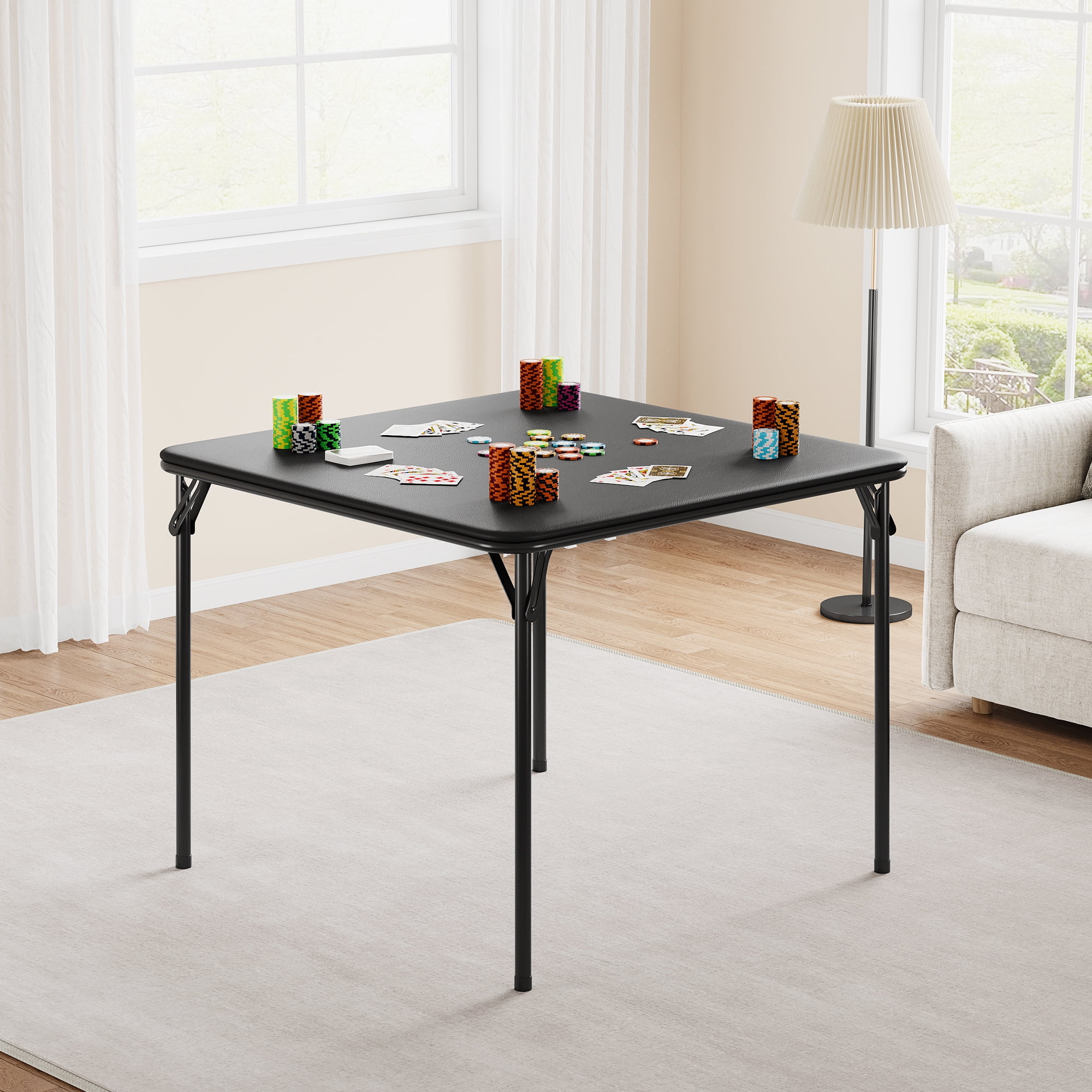 Flash Furniture Madelyn Square Top Black Folding Card Table Lightweight Portable with Collapsible Legs Walmart