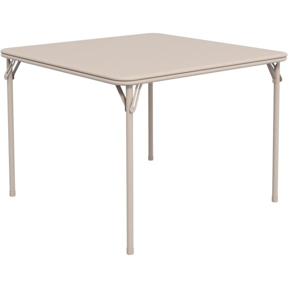 Folding Card Table, 34 Inch Portable Square  Table with Collapsible , Multifunctional Foladable Table with PU Padded Tabletop for , Parties, Picnics, , 1 count, Beige