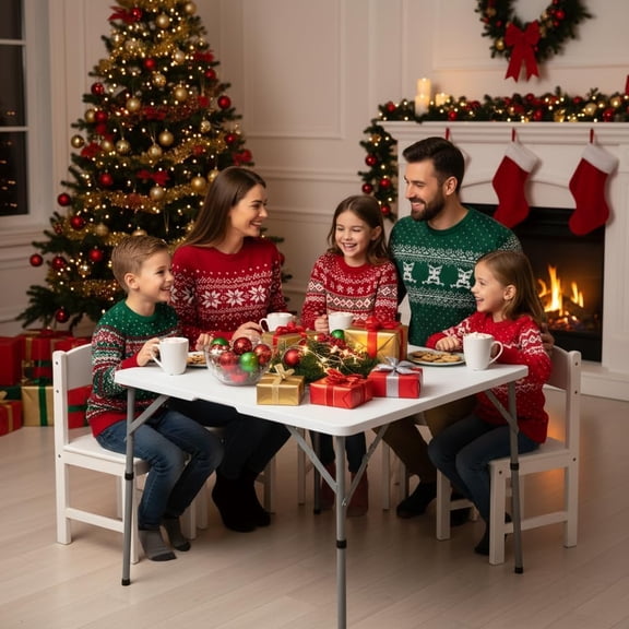 Folding Card Table 34 Inch Square Plastic Game Table with Resin Top for Puzzles Crafting Camping Indoor Outdoor Picnic Dining Party