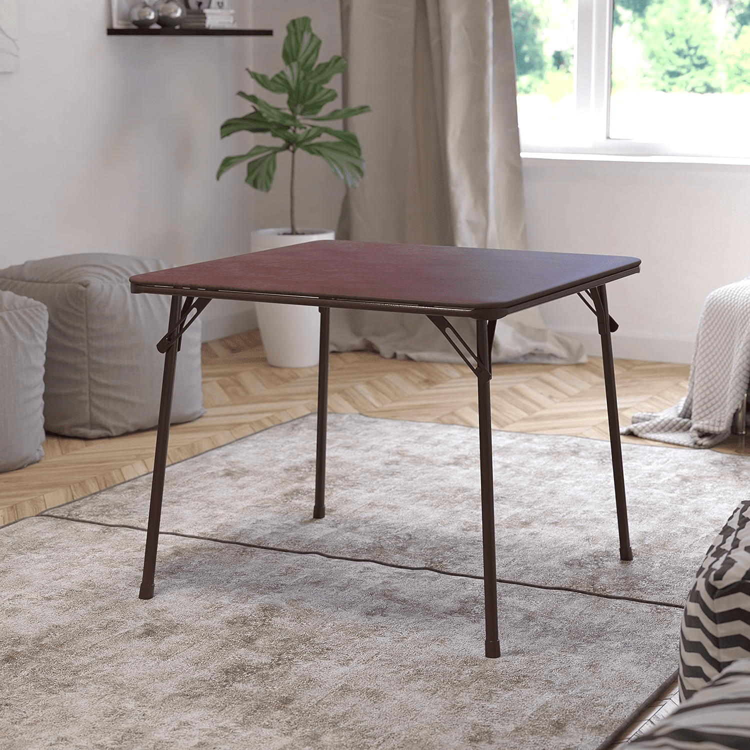 Folding Card Table Brown Foldable Card Table Square Portable Table