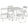 thumbnail image 1 of Folding Card Table and Chair Set of 5, Upholstered Foldable Table and Chair Set, Portable Metal Frame Children's Activity Table and Chairs Set for Eating, Reading, Playing, Beige, 1 of 8