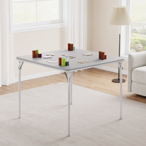 Folding Card Table, Portable Card Tables with Upholstered PU Leather Tabletop, Foldable Activity Table for Picnic, Learning and Playing, Space-Saving, No Assembly Required