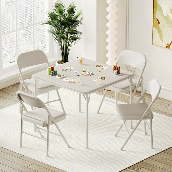 Folding Card Table Set, Metal Portable Event Table, Folding Square Table for Living Room, Office, Camping(No Chair)