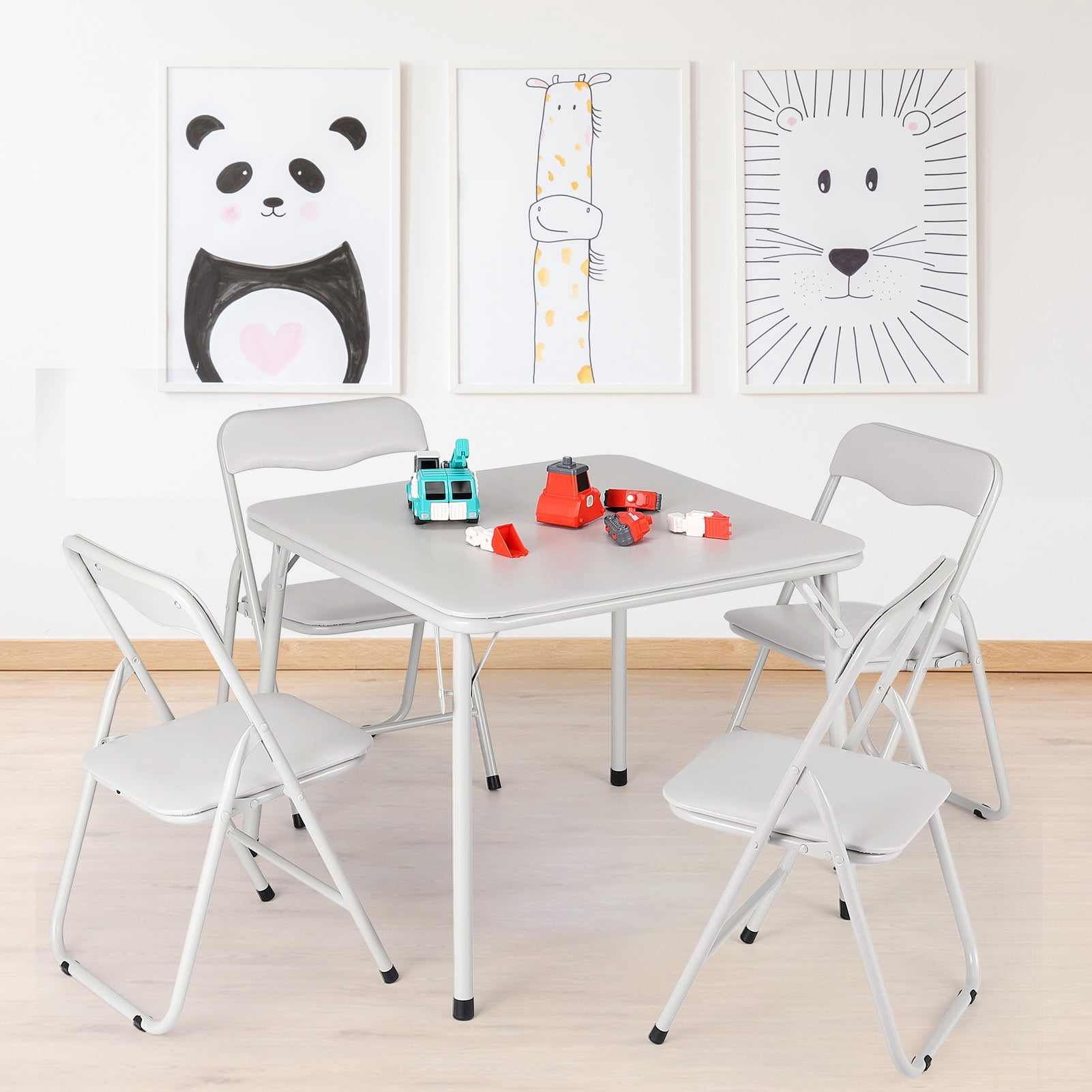 Folding Card Table and Chair Set, Upholstered Foldable Table and Chair ...