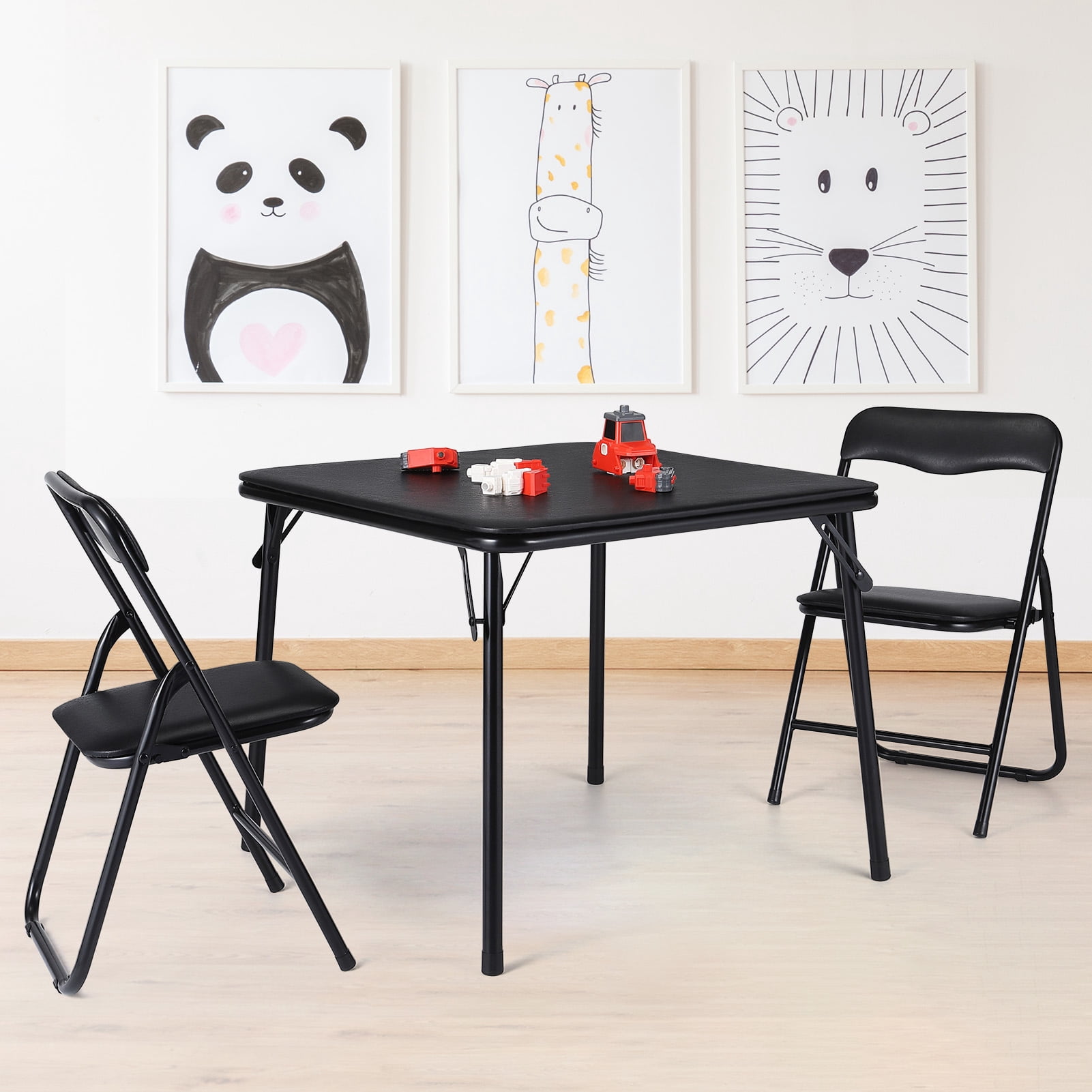 Folding Card Table and Chair Set, Upholstered Foldable Table and Chair ...