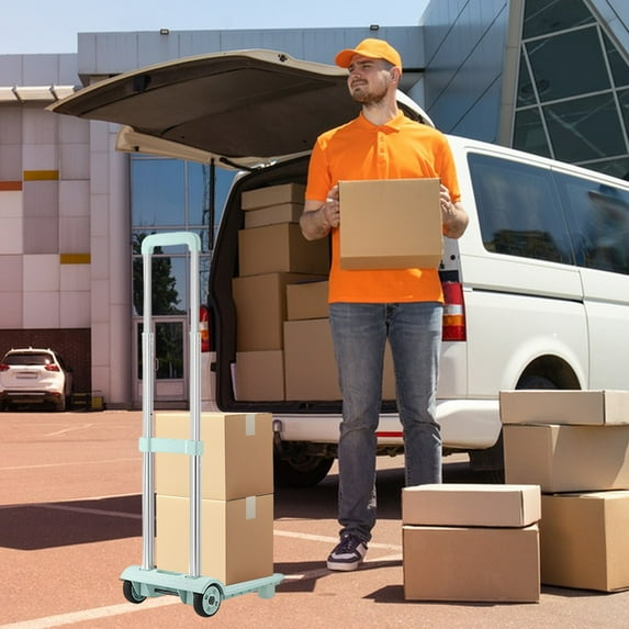 Folding Cart under $5! Cagogo Small Pull Cart Folding Hand Truck, Portable Picnic Trolley with Wheels, Lightweight Luggage Cart for Grocery Shopping, Two Wheel Utility Cart for Home Outdoor