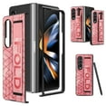 thumbnail image 1 of Folding Case for Samsung Galaxy Z Fold 3, Luxury PU Leather Slim Thin Case with Pen Holder Wristband Strap Design Phone Cover, Silicone Shockproof Protective Case for Galaxy Z Fold 3, Pink, 1 of 12
