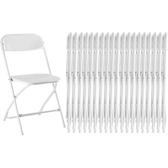 Folding Chair 20 Pack, Plastic Foldable Chairs with 330-Pound Capacity, Sturdy Metal Portable Chair, Easy to Use and Store, Outdoor and Indoor, for Home, Office, Party, Comfy, White